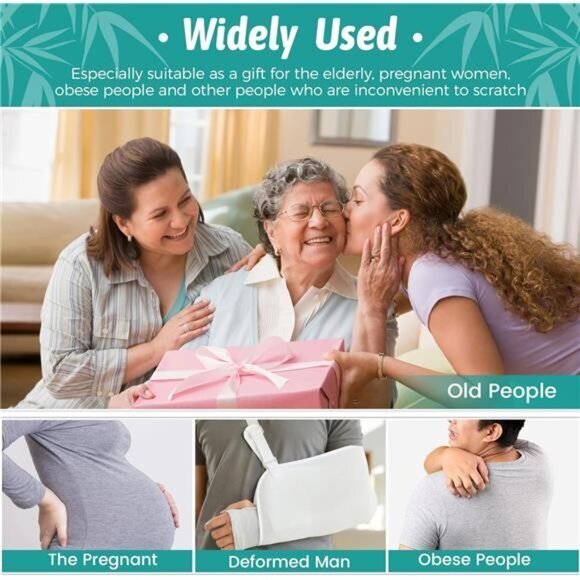 22'' Oversized Bamboo Body Scratcher with Curved Handle and Soft Wide‎ Head - Picture 7 of 8